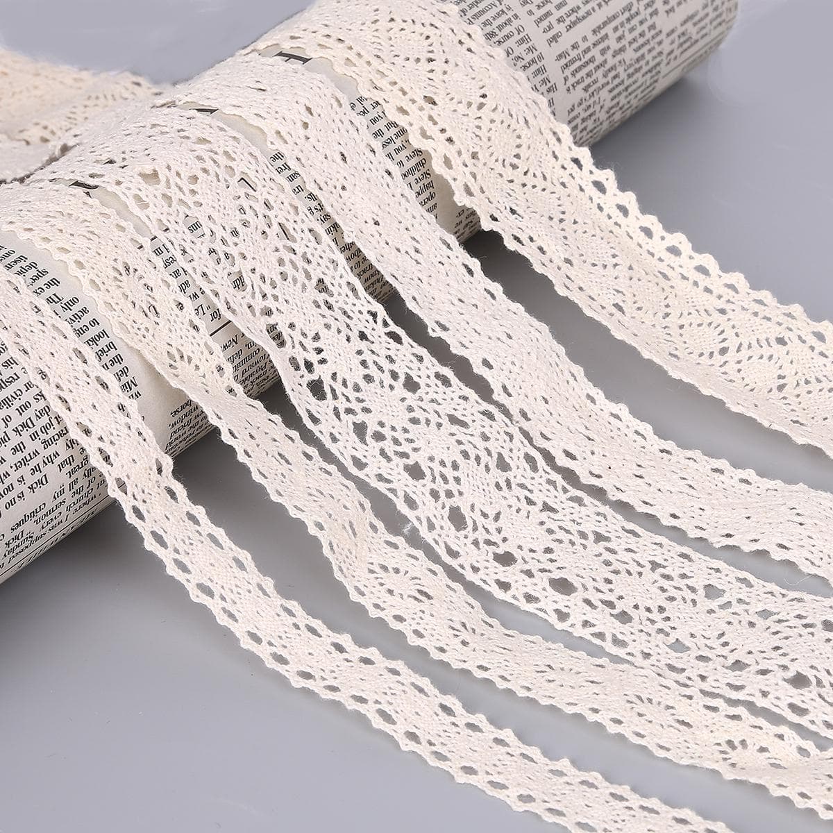 5Yard țesătură de dantelă de bumbac fildeș, ornamente brodate, panglică din țesătură de dantelă croșetată, accesorii de cusut lucrate