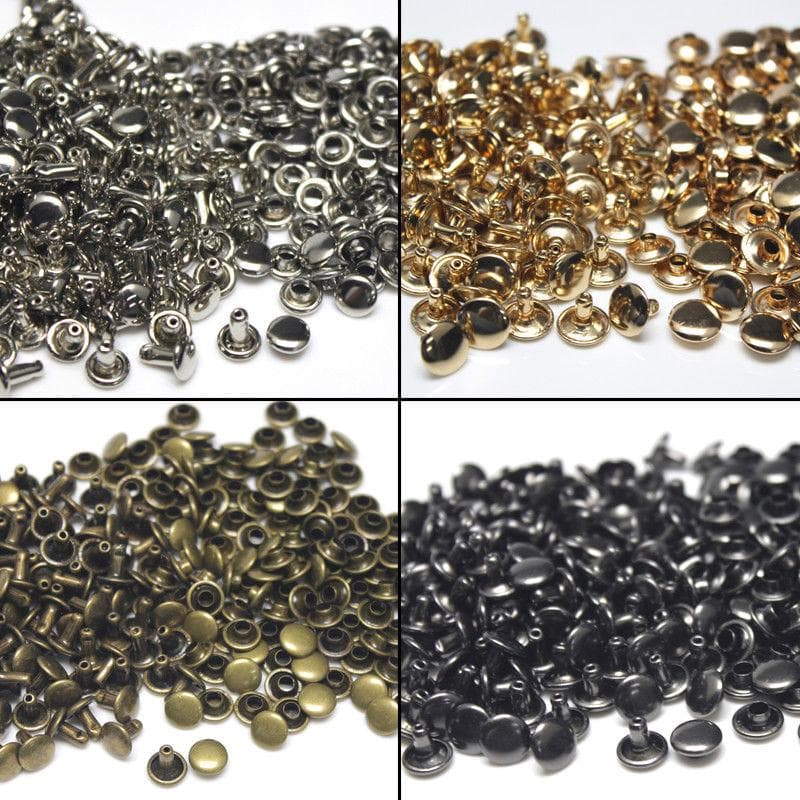 100 seturi 6/8mm nituri cu capac dublu metalic Știfturi nituri rotunde rapide pentru geanta din piele, curea, îmbrăcăminte, pantofi, decor guler