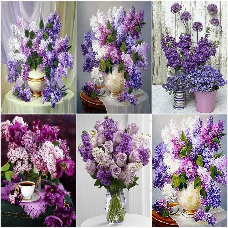 5D rotund complet pictură cu diamant violet liliac, modele de broderie cu ac, mozaic cu punct de cruce