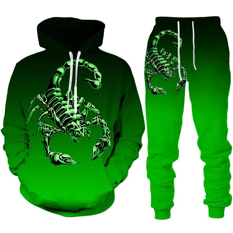 Noua personalitate Scorpion 3D Print Hoodie Pantaloni Set Bărbați/Femei Funny Halloween Streetwear Costume de îmbrăcăminte Hip Hop Trening 2