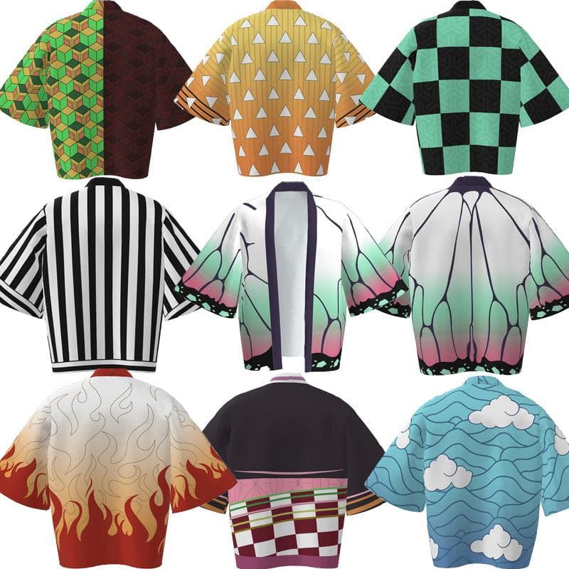 Demon Slayer Anime Peripheral Haori Kimono Jacket Tanjiro Set Halat de baie Manta Pijamale pentru bărbați și femei cm