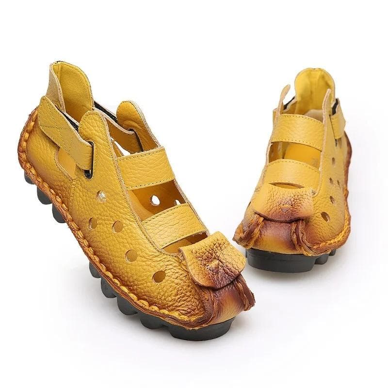 Sandale Femei Piele Naturală Talpă Moale Vara Peșteră Personalitate Timp Liber Sandale Retro Sandale Handmade cm verde