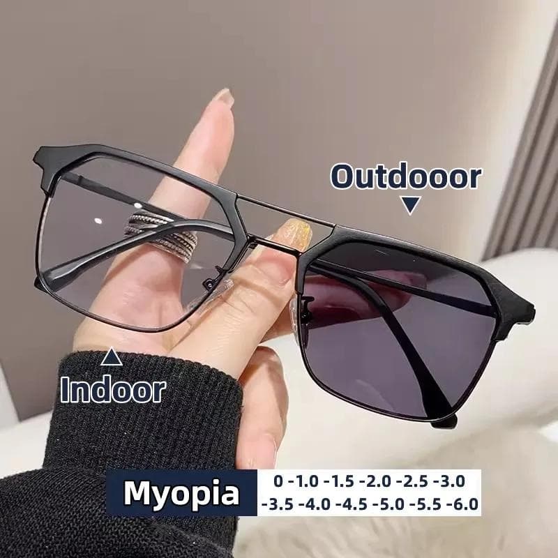 Ochelari de lux fotocromatici inteligenți pentru miopie, cu schimbare de culoare, finisați, pentru miopie, bărbați, femei, minus dioptrii cm
