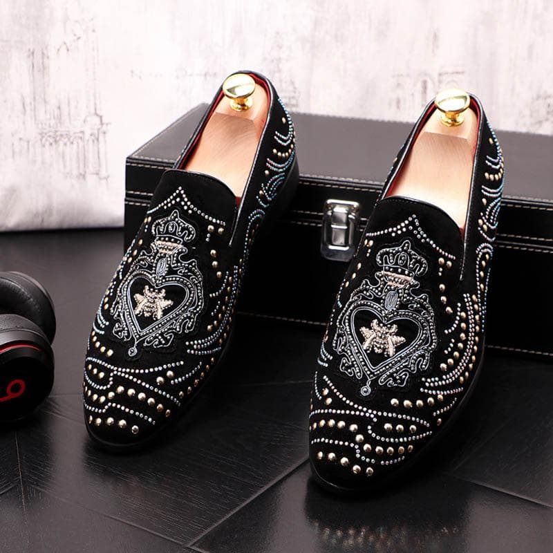 Moda bărbați cu nituri ascuțite broderie cu strass pantofi bărbați din piele pantofi bărbați pentru bărbați pantofi pentru bărbați pantofi