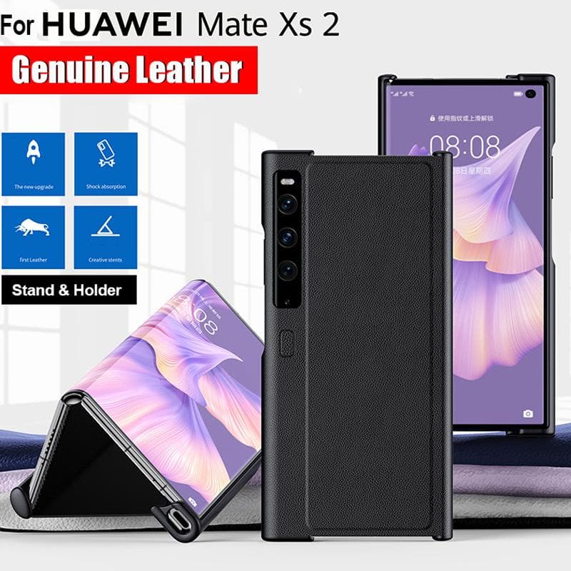 Husa din piele naturala pentru Huawei Mate Xs 2 Xs2 Husa din spate cu suport pliabil ultra subtire pentru Huawei Mate Xs 2 5g Husa Fundas Capa negru