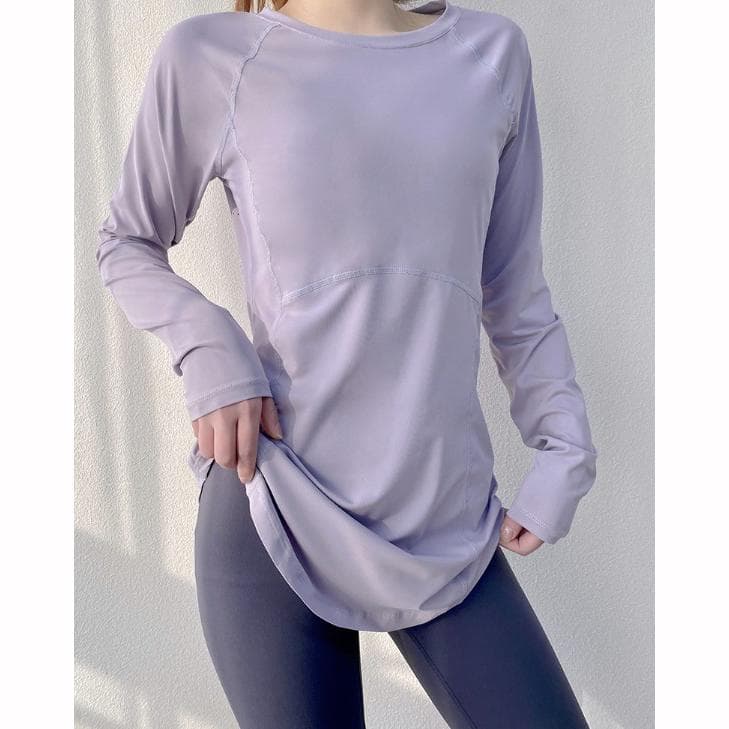 Mâneci lungi Yoga Femei Îmbrăcăminte sport Sală de gimnastică Alergare Bluze Cămăși Sport Fitness Tricou Antrenament de sală cm violet