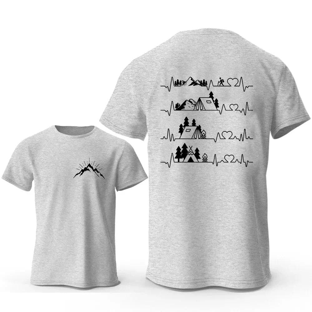 Two Sided Mountain T Shirt Men Casual Summer T-Shirt ECG Climbing Hiking Tees Oversized Clothing Graphic Y2k Tops Streetwear cm