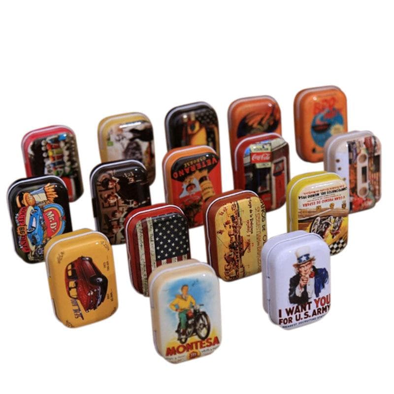 Mini cutie de tablă Vintage cutii mici de metal cutie de depozitare organizator cutie pentru pastile Cutie de depozitare mici pentru alimente