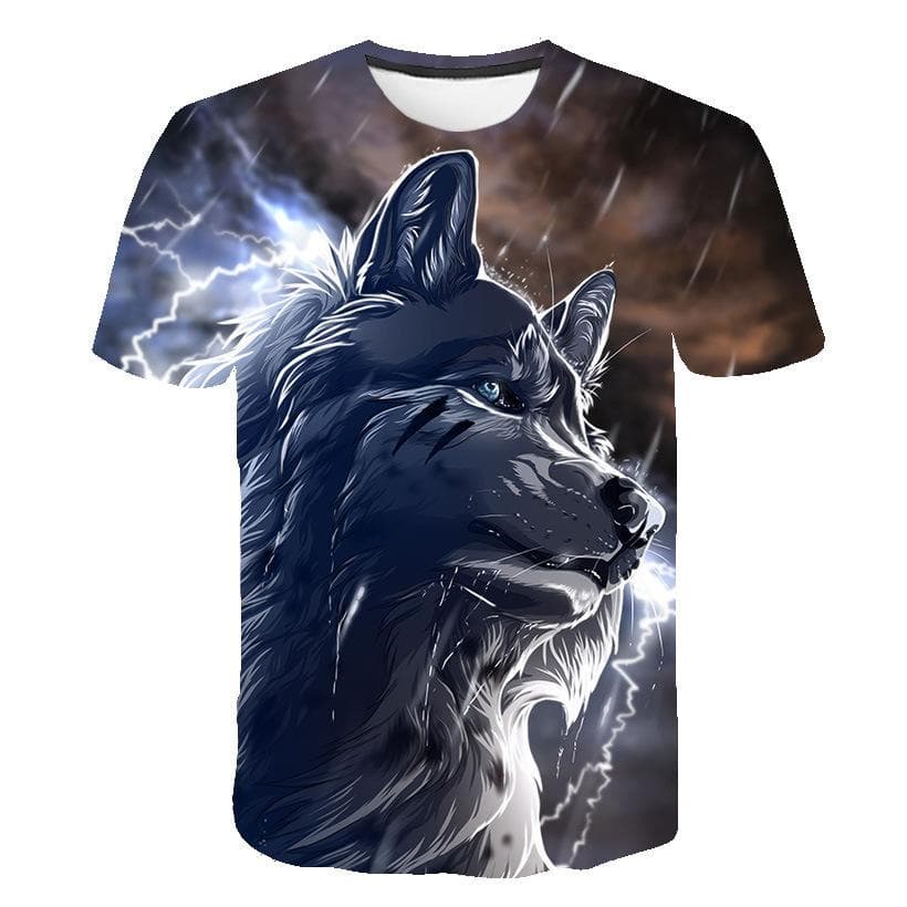 Tricou lejer cu mânecă scurtă pentru bărbați 3D Wolf imprimare digitală Top Bărbați tricouri supradimensionate cm