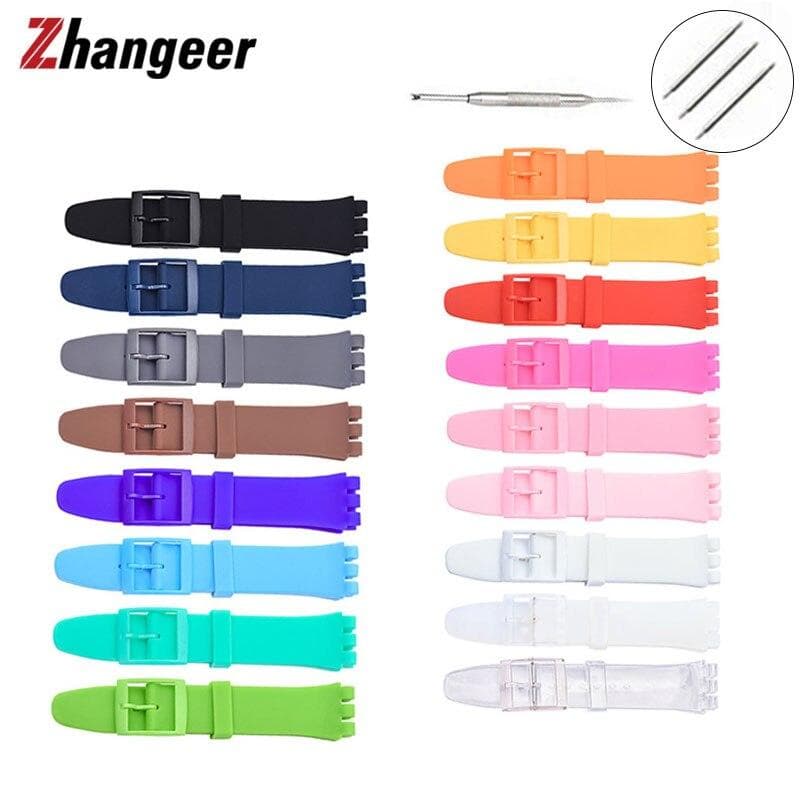 Curea de ceas din silicon pentru curea de ceas Swatch 12mm 16mm 17mm 19mm 20mm Accesorii pentru bratara din cauciuc impermeabila cu instrumente alb