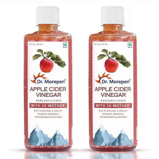 Dr.. Oțet de mere Morepen cu 2x Mamă - 1000 ml, 100% nepasteurizat, amestec fermentat natural de mere himalayene proaspăt preparate