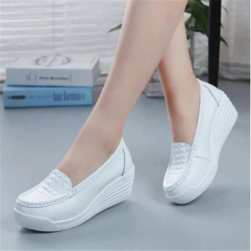 Pantofi de damă Pantofi noi din piele naturală de damă Pantofi cu platformă Pantofi albi pentru damă Pantofi confortabili pentru mamă cm