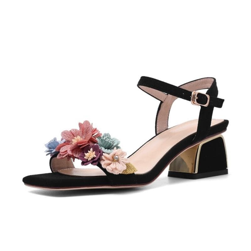 Sandale de Modă Dulci Colorate cu Flori din Piele de Oaie pentru Femei, Vară, Toc Jos de 4.5cm, Petrecere de Ziua de Naștere, Nuntă, Mireasă,
