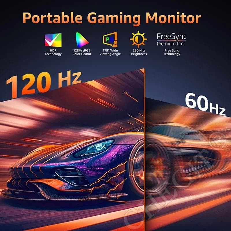 Monitor Portabil 15.6/18.5 '' 60/100Hz 1080P HDR Cu Gaură VESA & Suport Spate Afișaj Extins Laptop pentru Mac Laptop PC Switch