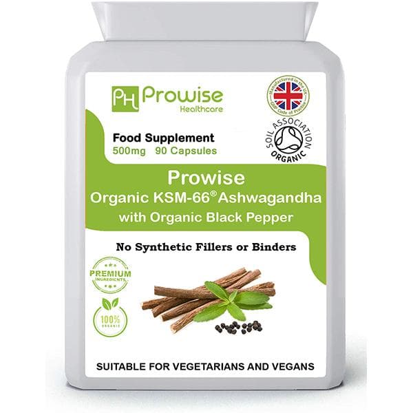 KSM-66 Ashwagandha cu piper negru organic 500mg 90 capsule | Marea Britanie Realizat de Prowise Healthcare