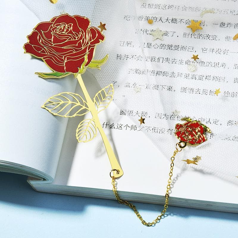 Semn de carte estetic din metal cu trifoi norocos și ciucure, set Exquisit semn de carte floral retro din alamă pentru carte, design creativ, semn