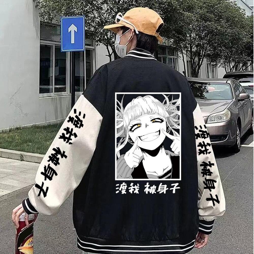 Anime My Hero Academia Himiko Toga Hanorace imprimate Hip Hop Hanorace cu mânecă lungă Pulover Jachetă cm negru