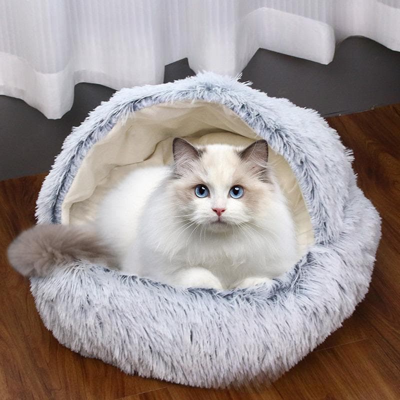 Toamnă și iarnă coajă caldă Cuib rotund pentru pisici semi-inchis Pat pentru pisici pentru animale de companie Casă pentru câini semi-inchisă