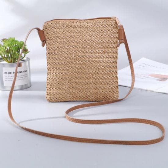 Women Straw Knitted Small Messenger Bag for Beach Travel and Everyday Use Rattan Woven Tote Purse KTB maro