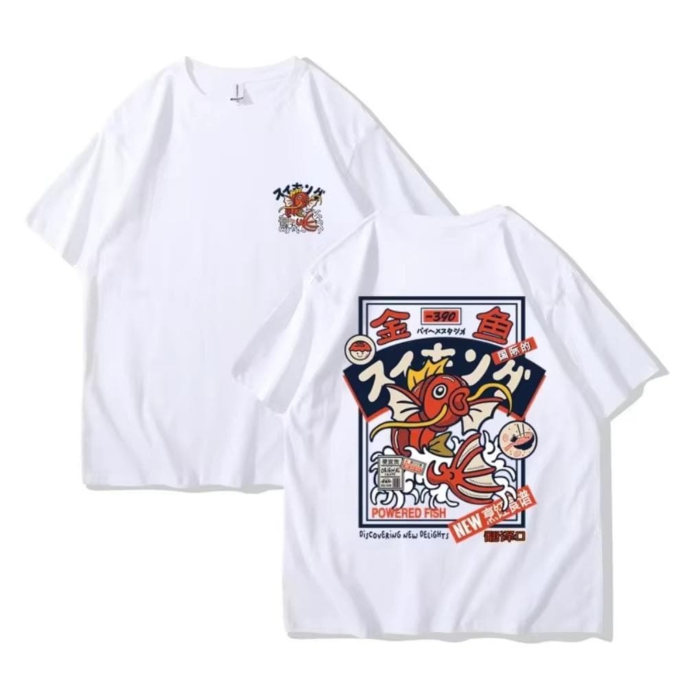 2025 Red Koi Printed Short Sleeve Round Neck Loose Large Size T-shirt Street Dance Shirt Summer Men's and Women's Cotton Shirt cm