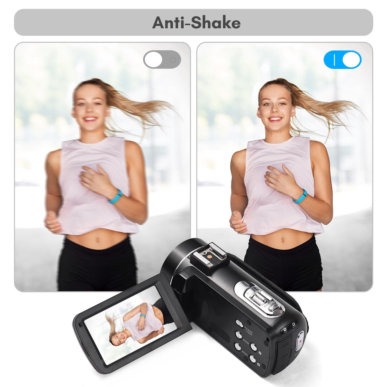 Cameră video digitală Andoer 2.7K Camera video Recorder DV 48MP 16X Zoom digital 3.0 inch IPS Touch negru