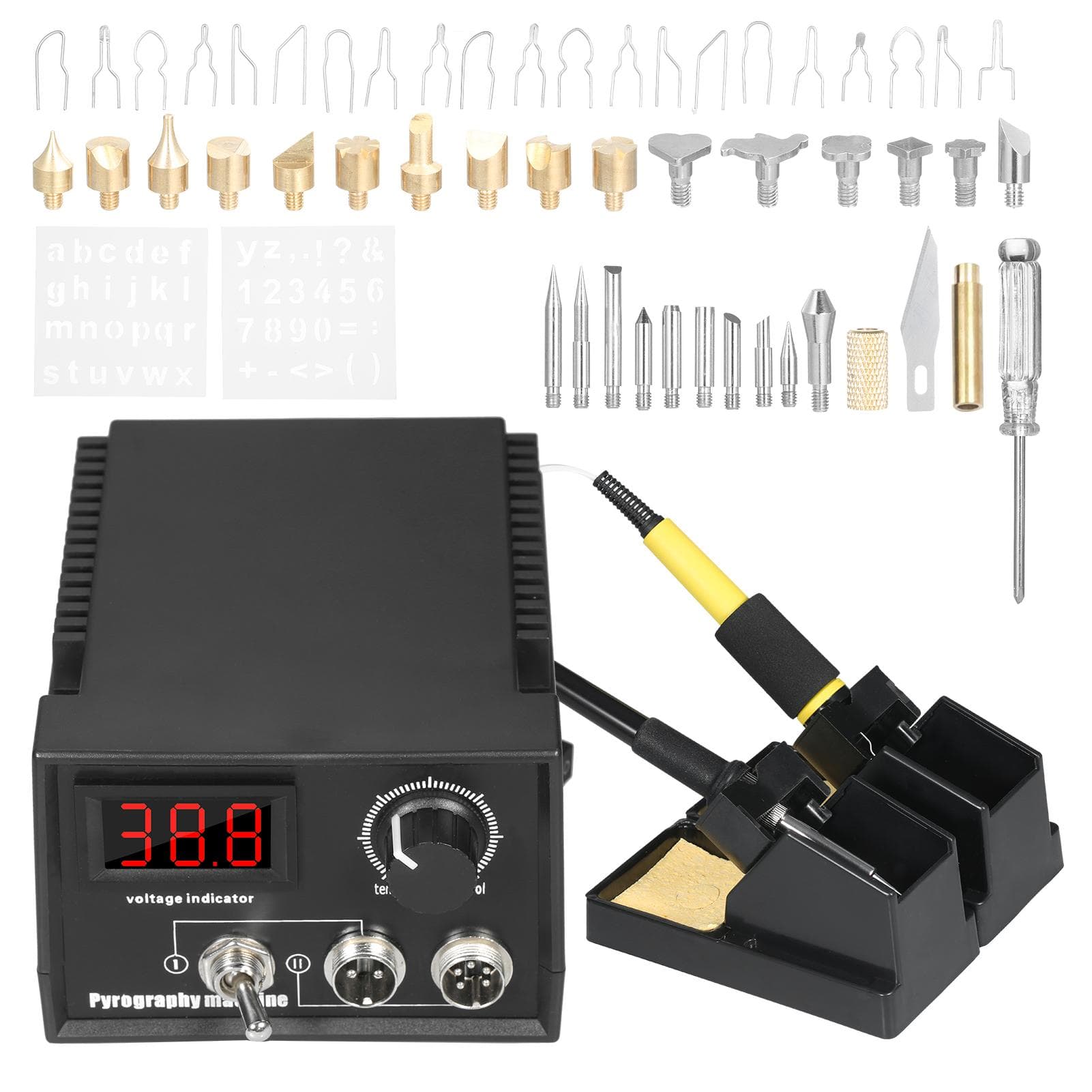 60W 220V 55 de piese Woodburner Pirografie Lemn Piele Instrumente de ardere Set Temperatură reglabilă 32 Fahrenheit la