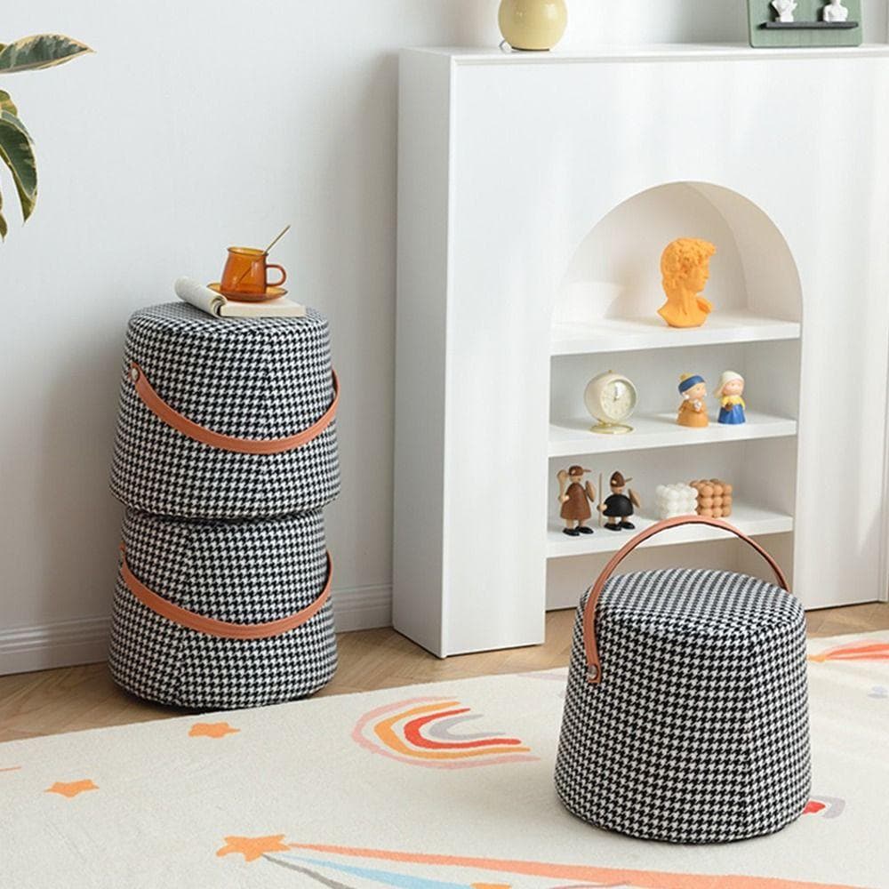 Puf Portabil Pepit Material Nordic Taburet Mic Otoman Hol Pedală Sufragerie Otoman Sofă Puf Creativ Taburet Rotund