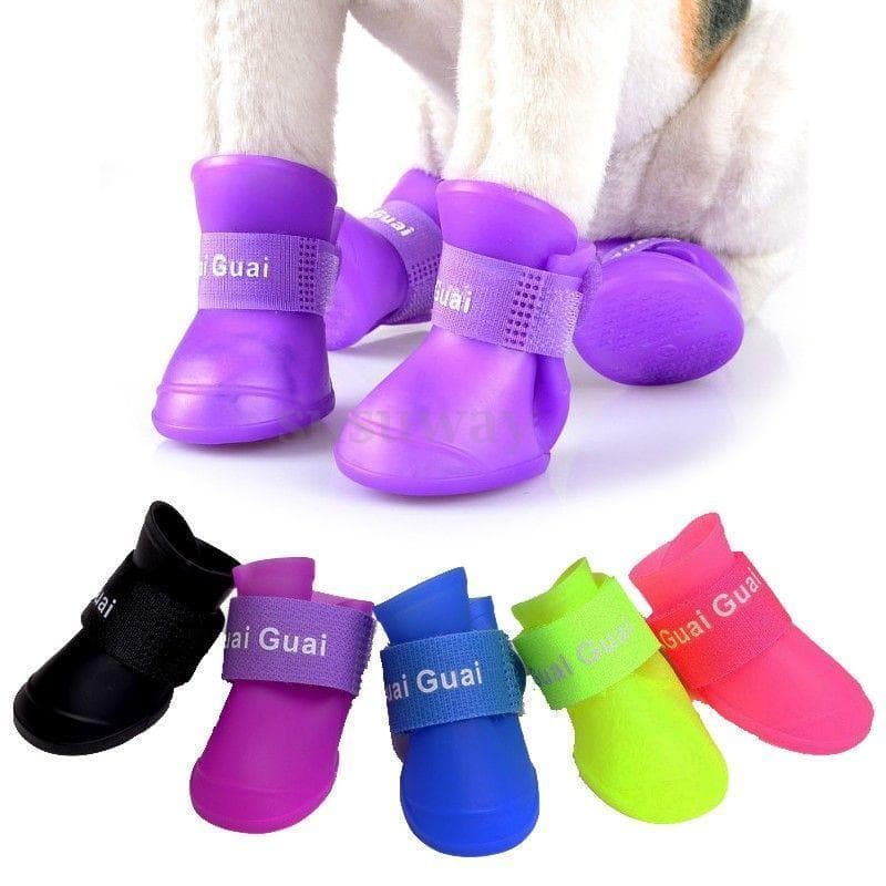 4 buc. Accesorii pentru animale de companie Câini Pisici Pantofi impermeabili anti-alunecare Cizme de protecție împotriva ploaiei de culoare