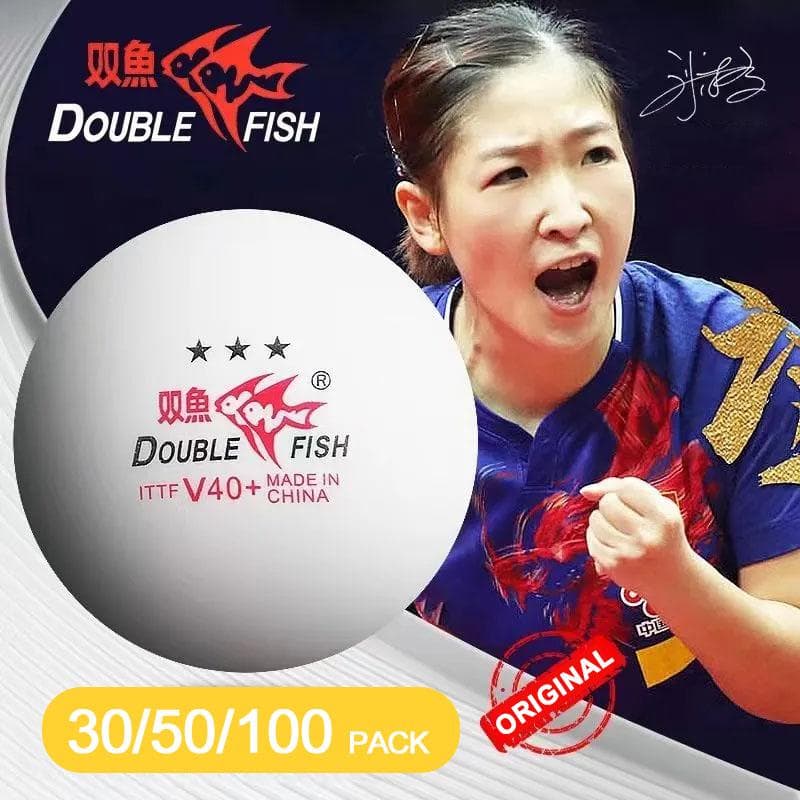 DOUBLE FISH V40+ Mingi de ping-pong originale cu 3 stele cusute din ABS Mingi de tenis de masă din material nou cu aprobate ITTF