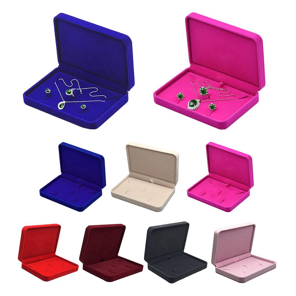Set Bijuterii Catifea Cutii Tava Voiaj Colier Vitrina Depozitare Rosie albastru