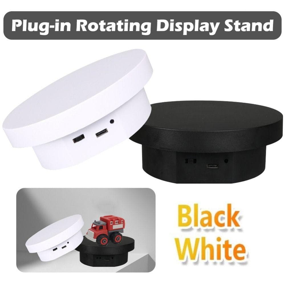 Platan Electric Alb/Negru Formă Rotundă Stand Rotativ de Afișare Afișaj Bijuterii negru