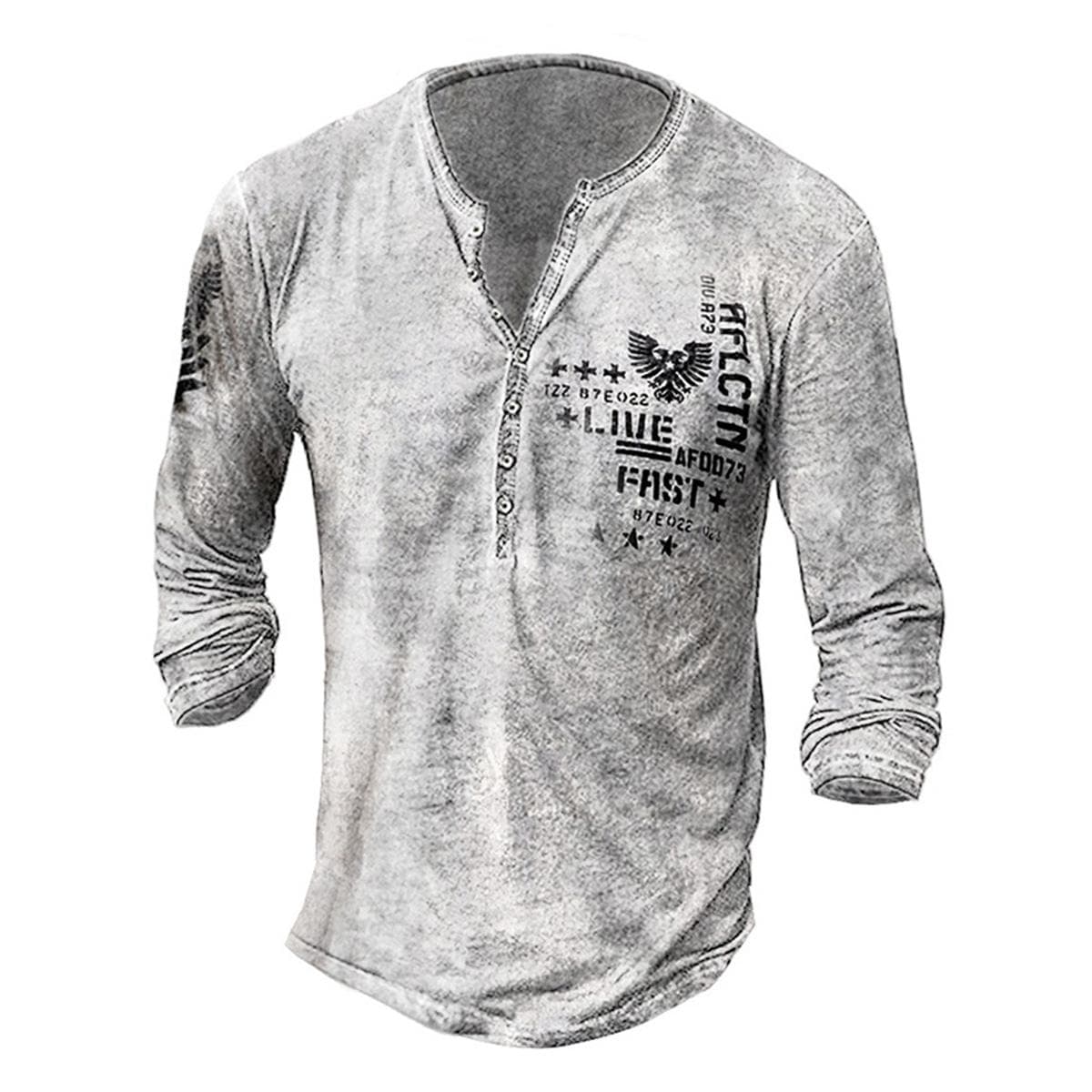 Tricou de modă în stil punk cu mânecă lungă pentru bărbați Tricouri vintage casual de primăvară și toamnă cm