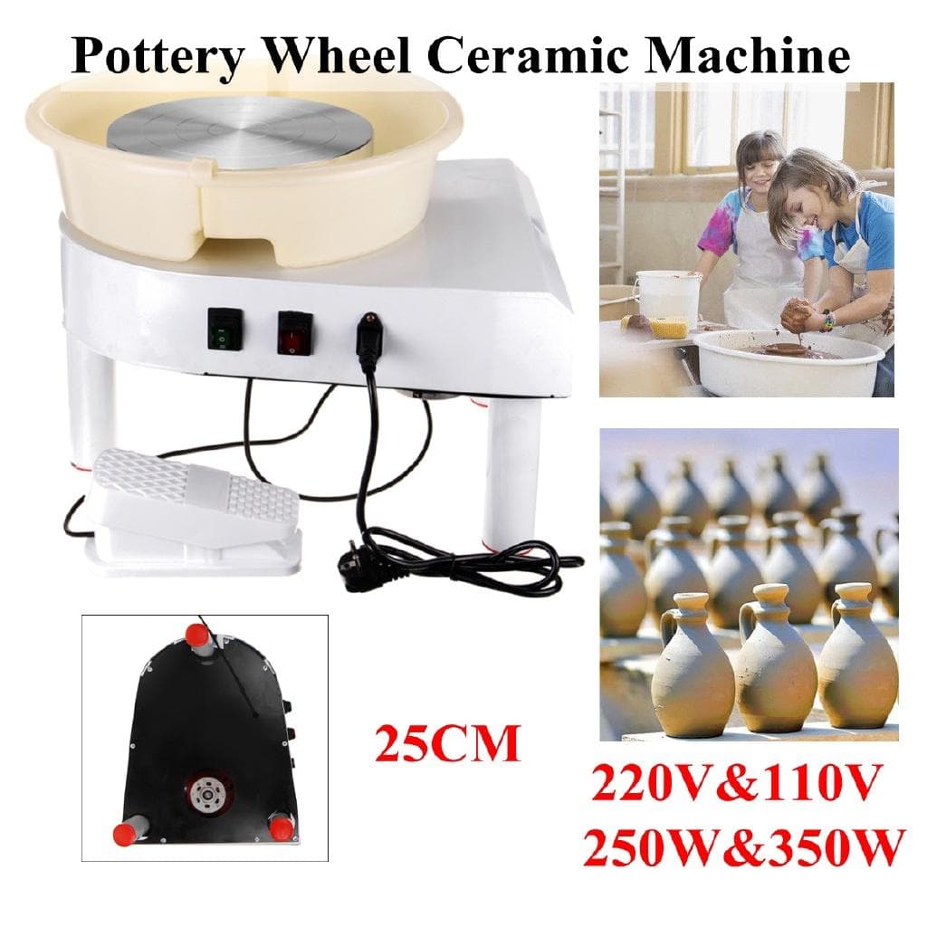 32cm 220V 350W Mașină cu roată de ceramică cu manivelă manuală și control pe pedală, ceramică, artă din argilă cu zgomot redus mobil
