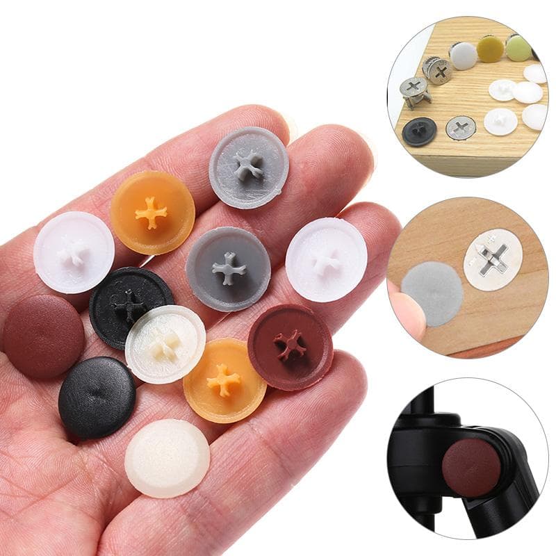 100 buc. Capace cu șuruburi din plastic pentru exterior. Butoane cu fixare pentru mobilă Huse autofiletante decorative negru