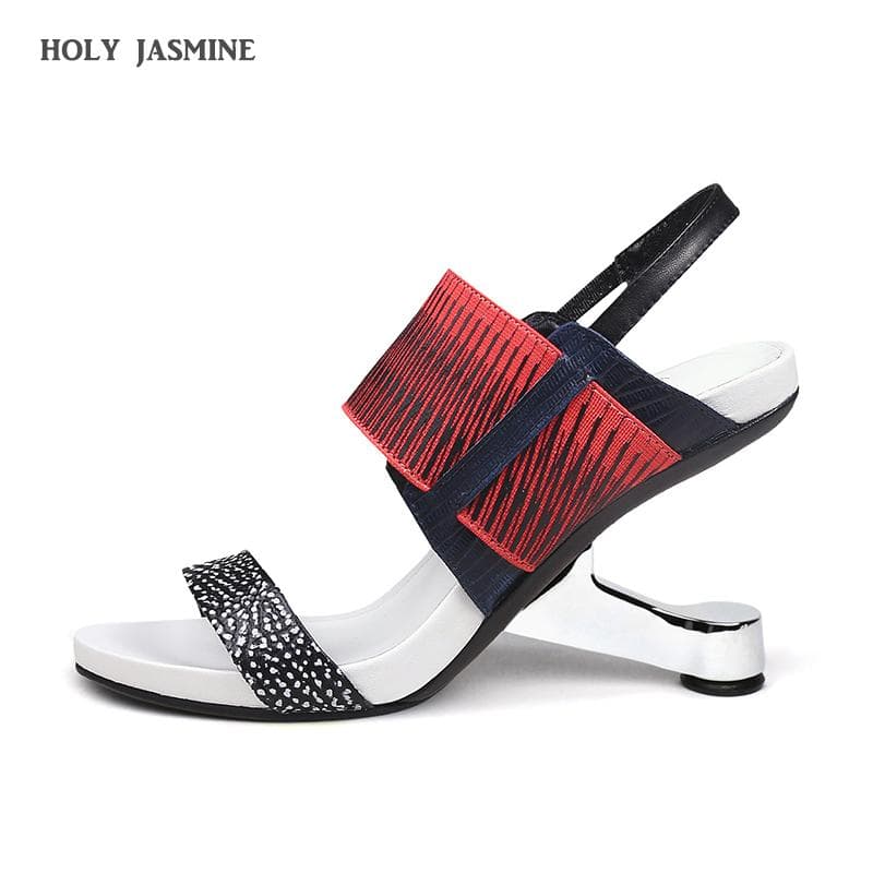 Sandale Gladiator Pantofi Femei Sandale Metalice cu Toc Înalt Pantofi Femei Culoare Mixtă Vârf Deschis 2019 Noi Sandale de Vară pentru Femei