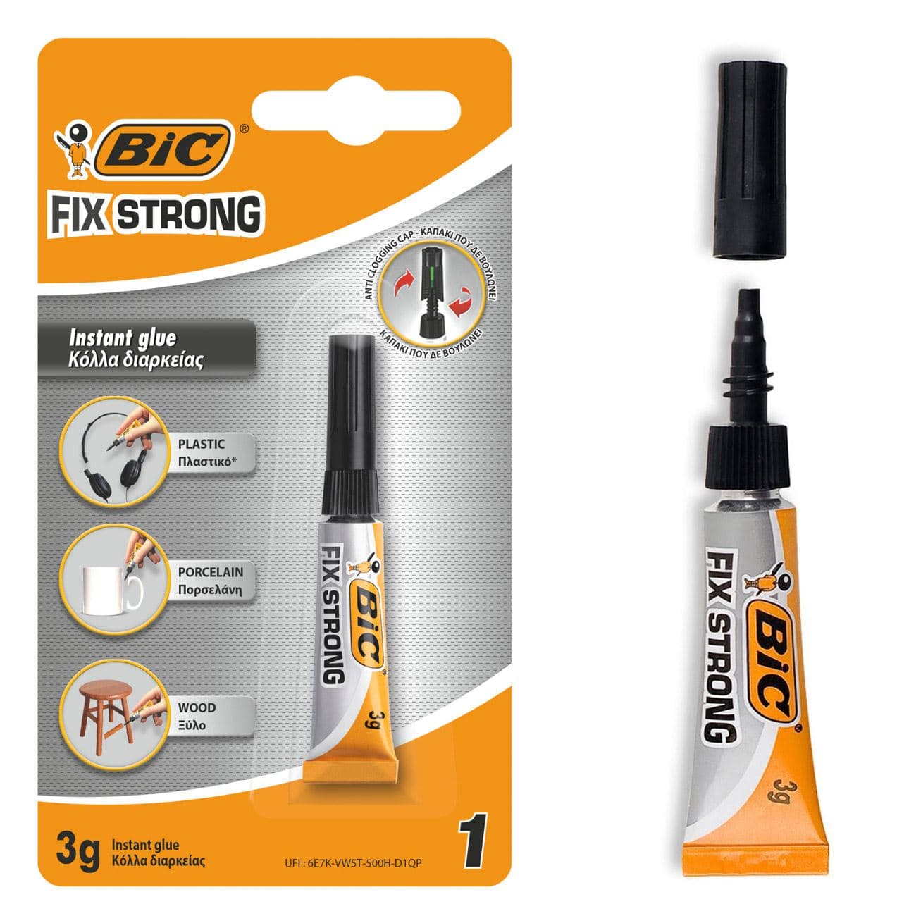 Adeziv instant bic fix strong, capacitate 3g, lemn, plastic, portelan