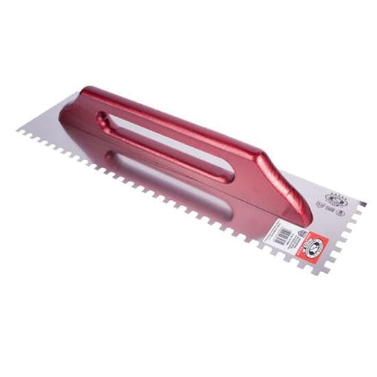 Gletiera inox,Olejnik, zimti, 6x6 mm, maner lemn, 13x28 cm, Rosu