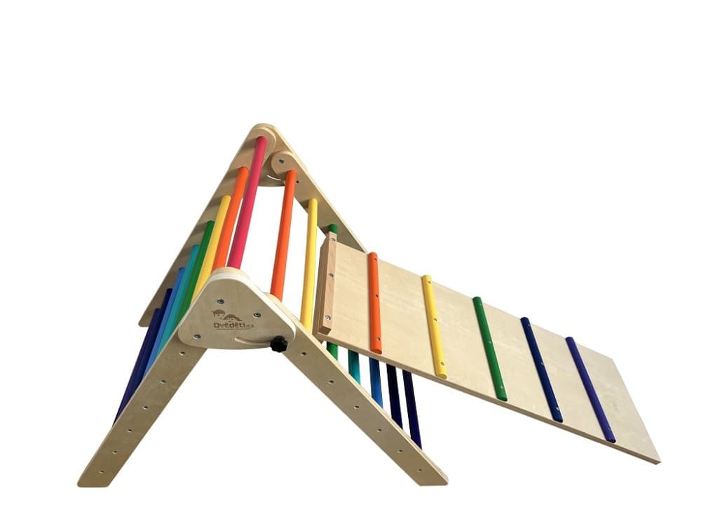 2Kids Toys Triunghi Pikler cu placă curcubeu