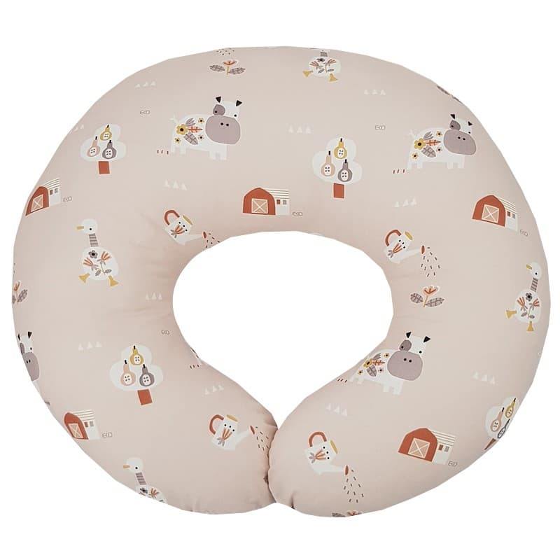 Perna ECO pentru alaptare mica VELVET Ferma mea Roz pudrat 60x60 cm