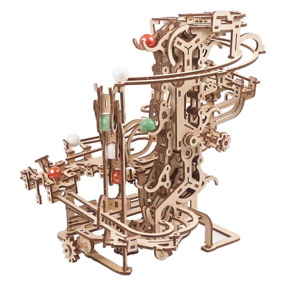 Ugears Puzzle mecanic 3D din lemn, pistă cu bile cu lanț