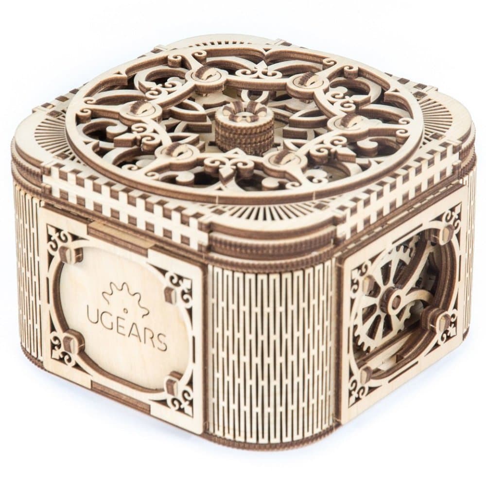 Ugears Puzzle mecanic 3D din lemn Cutie de bijuterii
