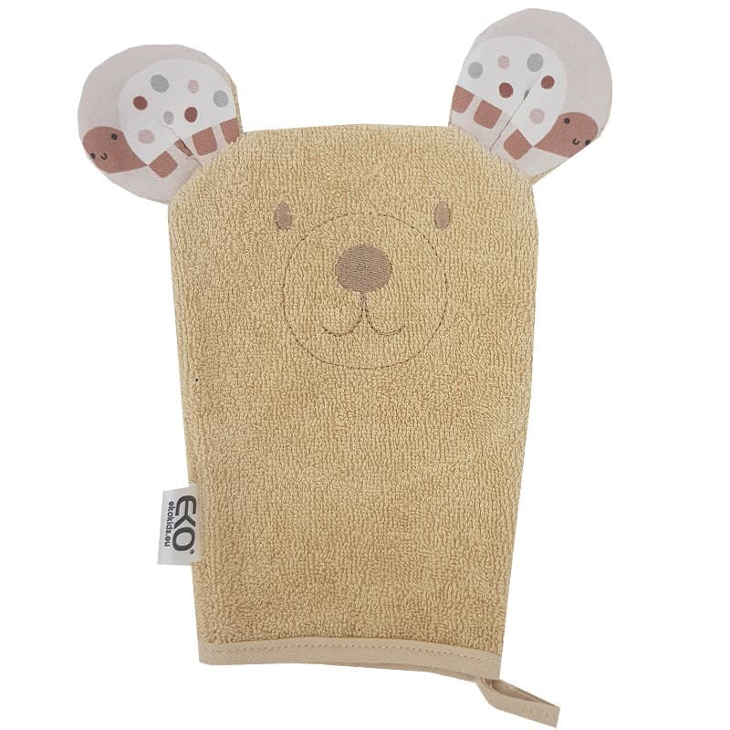 EKO Prosop din bumbac cu urechi Bear Bej 20x15 cm