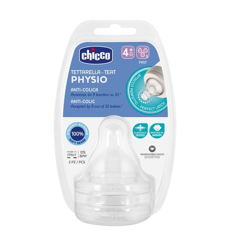 CHICCO Tetină pentru biberon Perfect Easy/Perfect 5/Well-Being flux rapid 4m+ 2 buc