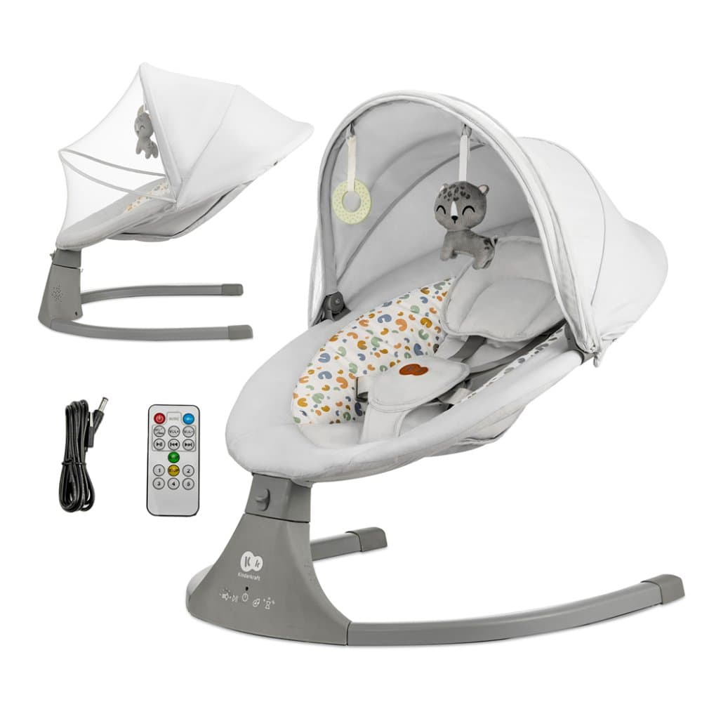 KINDERKRAFT balansoar cu melodie Lumi 2 în 1, până la 9 kg, Premium Gri deschis