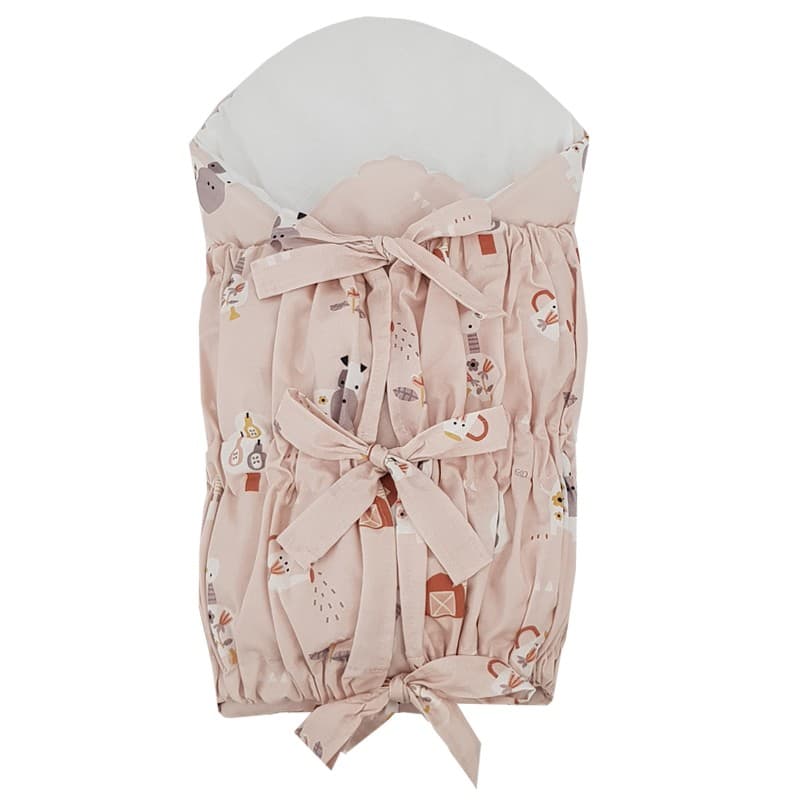 EKO Înfăşător cu şnur cu inserţie de nucă de cocos detaşabilă My farm Powder pink 75x75 cm
