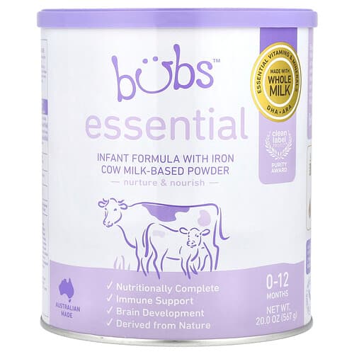 Aussie Bubs, Lapte alternativă pentru sugari cu fier, pudră pe bază de lapte de vacă, 0-12 luni, 567 g (20 oz)