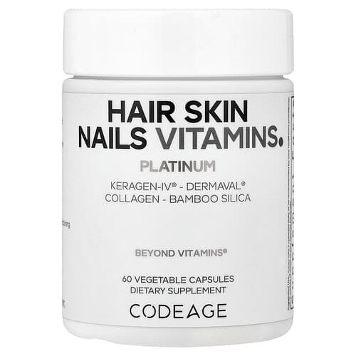 Codeage, Hair Skin Nails Vitamins, Platinum, 60 Vegetable Capsules