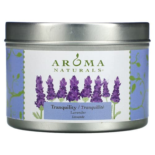 Aroma Naturals, Soy VegePure, lumânare de tinichea de călătorie, liniște, lavandă, 2,8 oz (79,38 g)