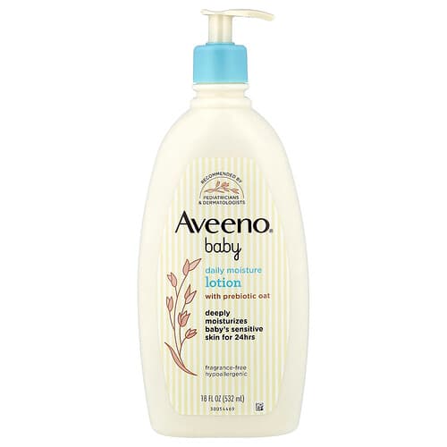 Aveeno, loțiune hidratantă de zi cu zi pentru bebeluși cu ovăz prebiotice, fără parfum, 532 ml
