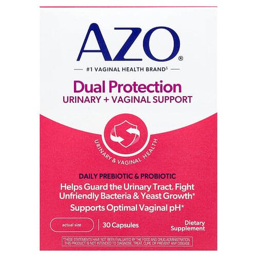 AZO, Dual Protection, Urinary + Vaginal Support, 30 Once Daily Capsules